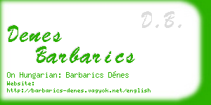 denes barbarics business card