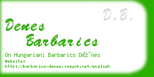 denes barbarics business card